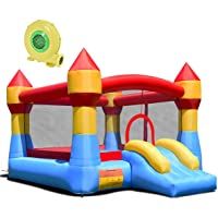 Los mejores  - COSTWAY Castillo Hinchable con Soplador y Tobogán para Niños 370x280x230cm para Parque Patio Jardín 480W Soplador de…